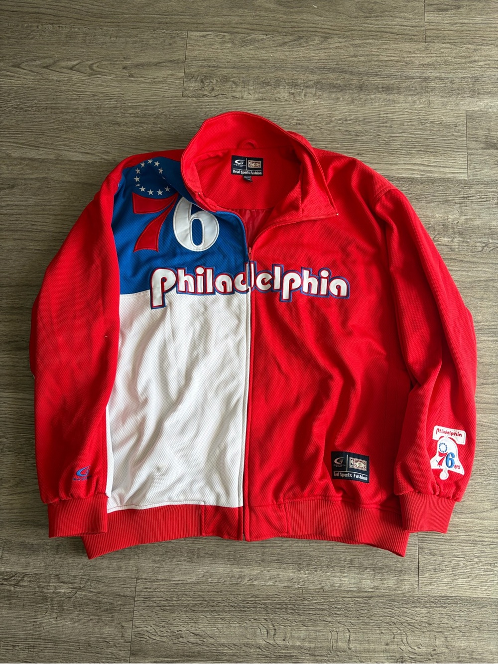 Philadelphia 76ers Red & White Full-Zip Jacket
